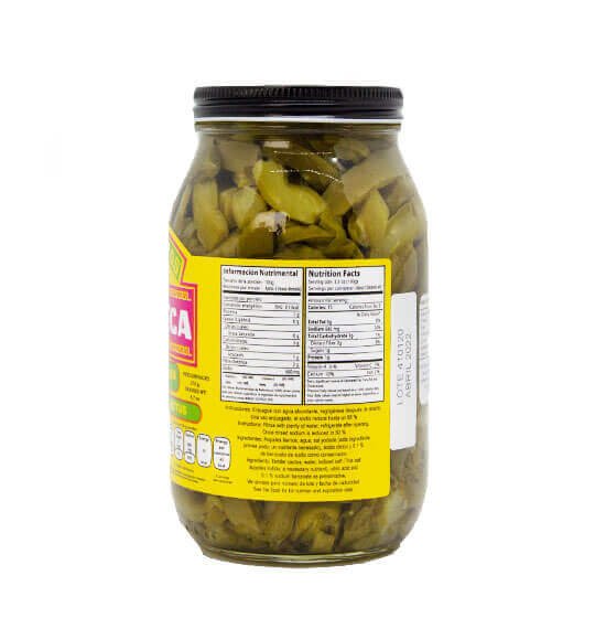 Nopal en Salmuera Tira Frasco 460 gr. Nopalitos Azteca